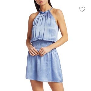 Parker NY Judith Smocked Silk Dress - Astral Blue